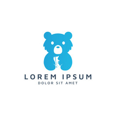 bear and shoes negative space logo design