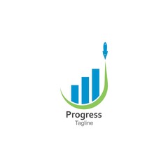 rocket progress logo,good progress logo vector icon illustration