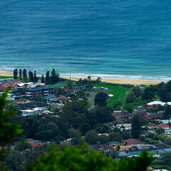 Fototapeta na wymiar Panoramic View of Suburban Beach town of Bulli in Sydney NSW Australia