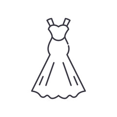 Wedding dress icon, linear isolated illustration, thin line vector, web design sign, outline concept symbol with editable stroke on white background.