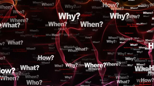 ANY QUESTION Keywords, Five W, Animation, Loop, 4k
