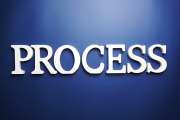Process alphabet letter on blue background