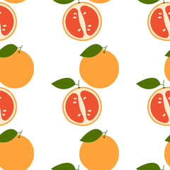 Fresh Grapefruit. Seamless Vector Pattern