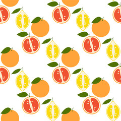 Fresh Grapefruit and Lemon. Pattern. 