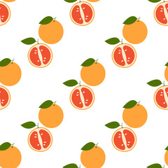 Fresh Grapefruit. Seamless Vector Pattern