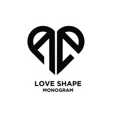 abstract AE love shape letter logo black vector monogram icon design isolated background