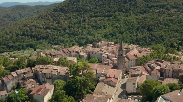 Aerial shot of Bargemon, small village in south of France in the Provence-Alpes-C&ocirc;te d'Azur district