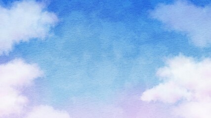 Obraz premium 雲が浮かぶ青空の背景イラスト