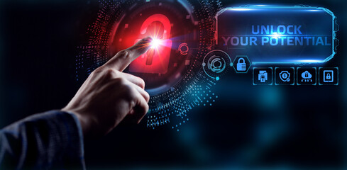 Cyber security data protection business technology privacy concept. Unlock your potential