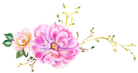 Flowers watercolor illustration. Manual composition.Design for cover, fabric, textile, wrapping paper .