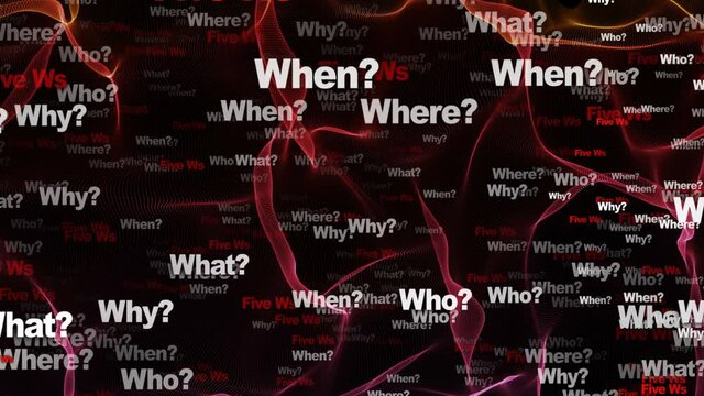 ANY QUESTION Keywords, Five W, Animation, Loop, 4k
