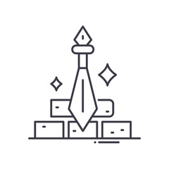 Vintage quest icon, linear isolated illustration, thin line vector, web design sign, outline concept symbol with editable stroke on white background.