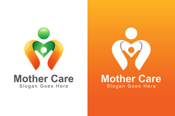 modern color mother care with child logo. people care business logo