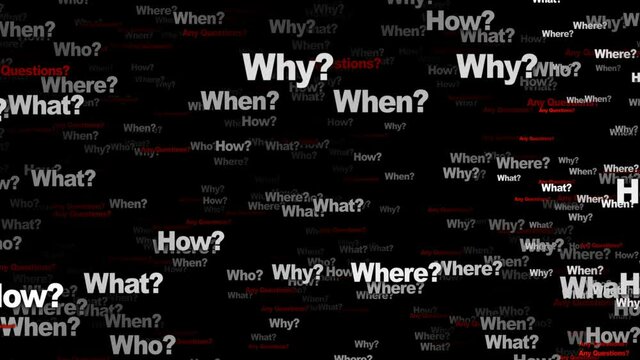 ANY QUESTION Keywords, Five W, Animation, Loop, 4k
