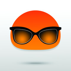 Sunglasses isolated vector icon in long shadow style.sun glasses emoticon