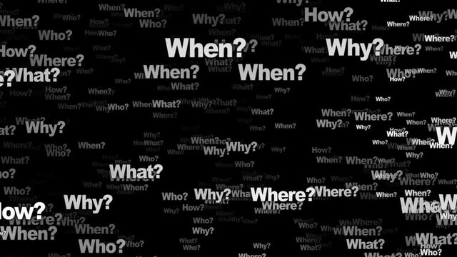 ANY QUESTION Keywords, Five W, Animation, Loop, 4k
