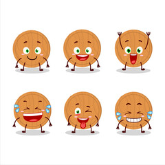 Cartoon character of circle wood cutting board with smile expression