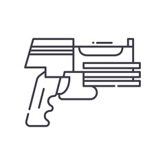 Weapon icon, linear isolated illustration, thin line vector, web design sign, outline concept symbol with editable stroke on white background.