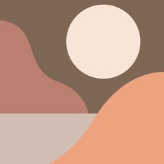 Abstract aesthetic backgrounds landscapes. Earth tones, pastel colors. Boho wall decor. Mid century modern minimalist.