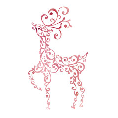 Christmas red deer isolated on white background