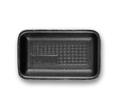 black foam food container  on white background