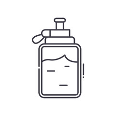 Water flask icon, linear isolated illustration, thin line vector, web design sign, outline concept symbol with editable stroke on white background.