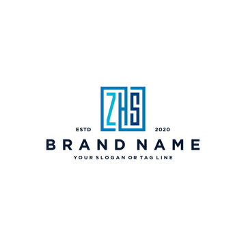 letter ZHS square logo design vector