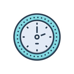 Color illustration icon for clock