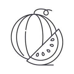Water melon icon, linear isolated illustration, thin line vector, web design sign, outline concept symbol with editable stroke on white background.