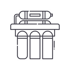 Water filter concept icon, linear isolated illustration, thin line vector, web design sign, outline concept symbol with editable stroke on white background.