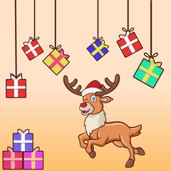 Christmas reindeer character for design needs with a winter theme like a logo girft card or greeting card and etc