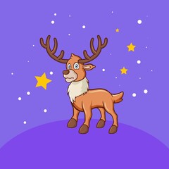 Christmas reindeer character for design needs with a winter theme like a logo girft card or greeting card and etc