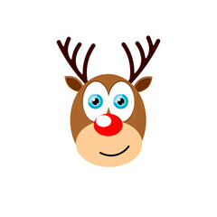 Rudolph icon, Christmas symbol, flat design template, Xmas deer, vector illustration 