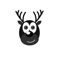 Rudolph icon, Christmas symbol, flat design template, Xmas deer, vector illustration 