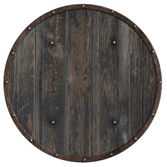 round wooden shield very simple 3d illustration