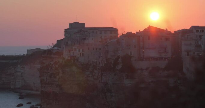 Bonifacio during a beautiful sunset, located in south of france, French's island