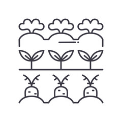 Vegetable farm icon, linear isolated illustration, thin line vector, web design sign, outline concept symbol with editable stroke on white background.