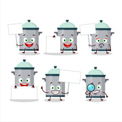 Cooking pan cartoon character bring information board