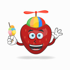 Naklejka premium Strawberry mascot character with Strawberry and colorful hat. vector illustration