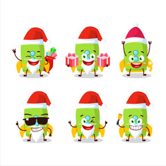 Santa Claus emoticons with green rocket firecracker cartoon character
