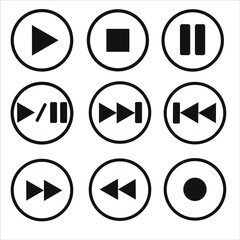 Set of media player button vector illustration