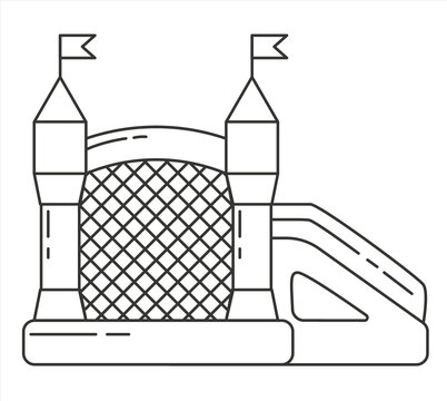 recommend clip art: Bouncy castle outline icon. Jumping house on kids playground. Vector line illustration.
