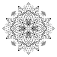 vector mandala black outline isolated on white background. Coloring page zendal. Design for meditation, yoga, relaxation.