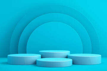 3d background for mock up podium for product presentation, blue background, 3d rendering