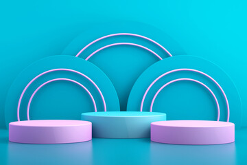 3d background for mock up podium for product presentation, blue background, 3d rendering