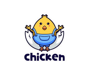 cartoon chicken egg character design vector illustration. cute mascot logo