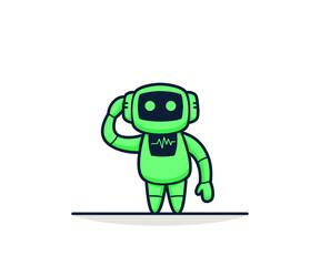 cartoon cyborg character design vector illustration. cute mascot logo