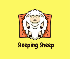 cartoon sleeping sheep character design vector illustration. cute mascot logo