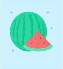 Watermelon Flat Vector 