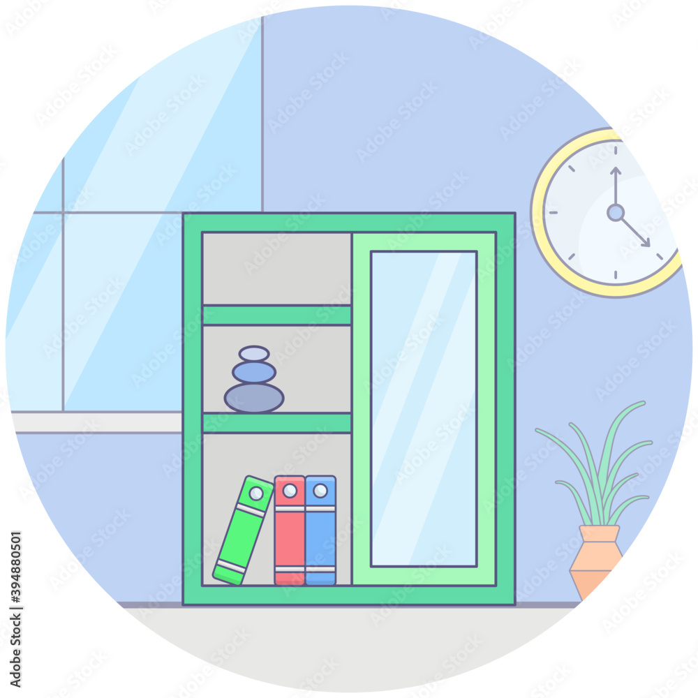 Sticker room cabinet vector